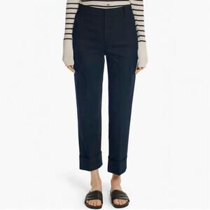 Vince Cuffed Coin Pocket Trousers Navy Blue Wool Straight Leg Work Pants size 4